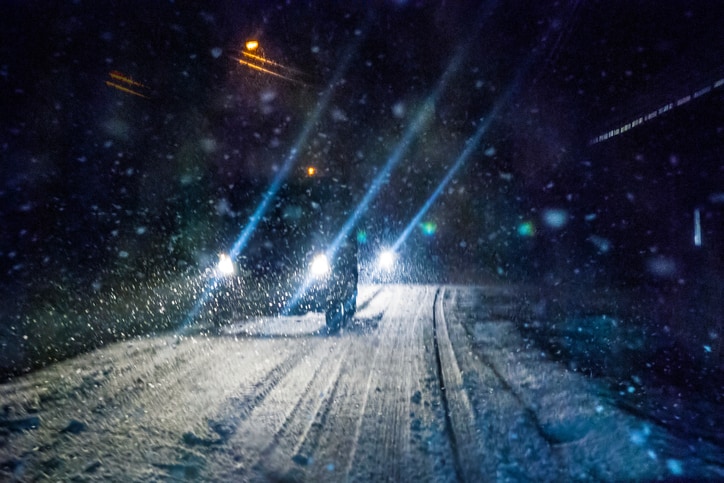 Car lights in the winter